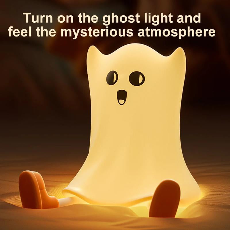 Halloween Pumpkin Night Light - Cute Soft Silicone Safe Lamp with Timing and Dimmable Features for Bedside Decor and Halloween Gifts Metal