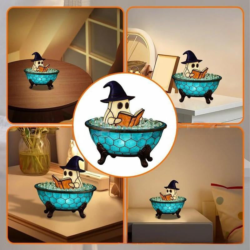 Halloween Ghost Bubble Bath Light, Cute LED Resin Night Lamp for Bathroom Decor, Perfect Party Gift, Halloween Season Bathtub Light
