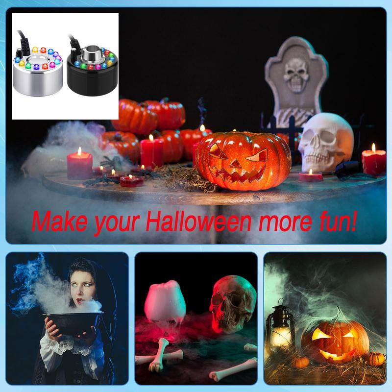 Halloween Mist Maker Fogger Ultrasonic Mist Maker Mini Fog Machine with Waterproof LED Light Flashes, DIY Magic Witch Cauldron, Air Humidifier, Ultrasonic Fogger for Halloween Decoration, Spooky Season, Trick or Treat, Swimming Pool, Pond, Water Fountain