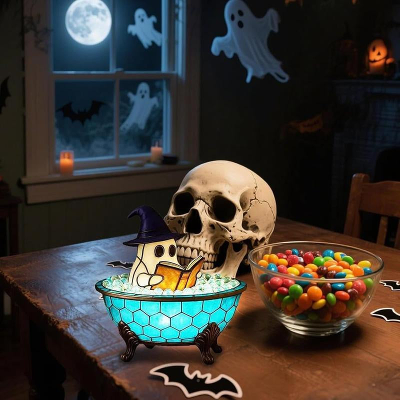 Halloween Ghost Bubble Bath Light, Cute LED Resin Night Lamp for Bathroom Decor, Perfect Party Gift, Halloween Season Bathtub Light