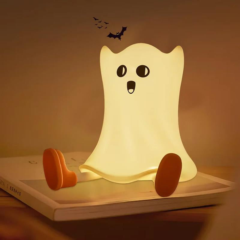 Halloween Pumpkin Night Light - Cute Soft Silicone Safe Lamp with Timing and Dimmable Features for Bedside Decor and Halloween Gifts Metal