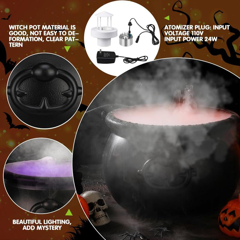Halloween Mist Maker Fogger Ultrasonic Mist Maker Mini Fog Machine with Waterproof LED Light Flashes, DIY Magic Witch Cauldron, Air Humidifier, Ultrasonic Fogger for Halloween Decoration, Spooky Season, Trick or Treat, Swimming Pool, Pond, Water Fountain