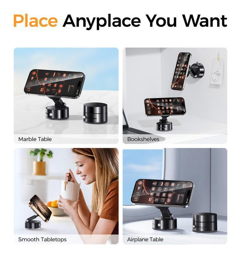 Magnetic Phone Holder Stand, Adjustable & Foldable, Strong Suction Cup, Vacuum Adsorption, Portable Multifunctional Mobile Phone Stand for Car & Multi-Scene Use Vacuum Magnetic