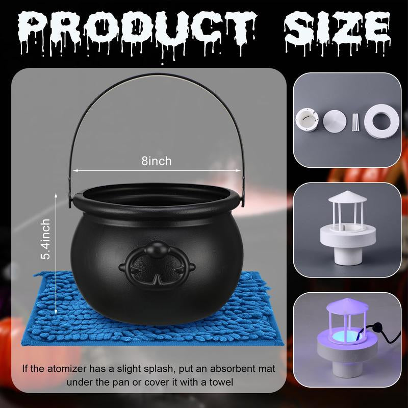 Halloween Mist Maker Fogger Ultrasonic Mist Maker Mini Fog Machine with Waterproof LED Light Flashes, DIY Magic Witch Cauldron, Air Humidifier, Ultrasonic Fogger for Halloween Decoration, Spooky Season, Trick or Treat, Swimming Pool, Pond, Water Fountain