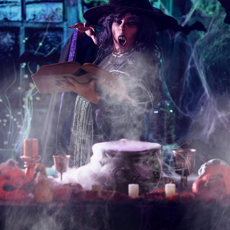Halloween Mist Maker Fogger Ultrasonic Mist Maker Mini Fog Machine with Waterproof LED Light Flashes, DIY Magic Witch Cauldron, Air Humidifier, Ultrasonic Fogger for Halloween Decoration, Spooky Season, Trick or Treat, Swimming Pool, Pond, Water Fountain