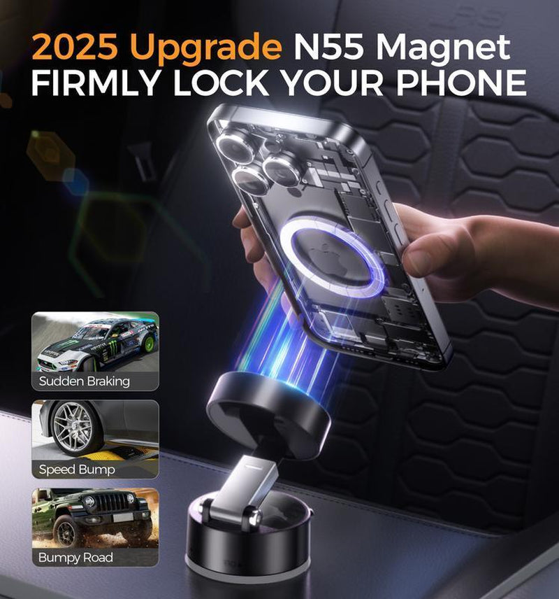 Magnetic Phone Holder Stand, Adjustable & Foldable, Strong Suction Cup, Vacuum Adsorption, Portable Multifunctional Mobile Phone Stand for Car & Multi-Scene Use Vacuum Magnetic