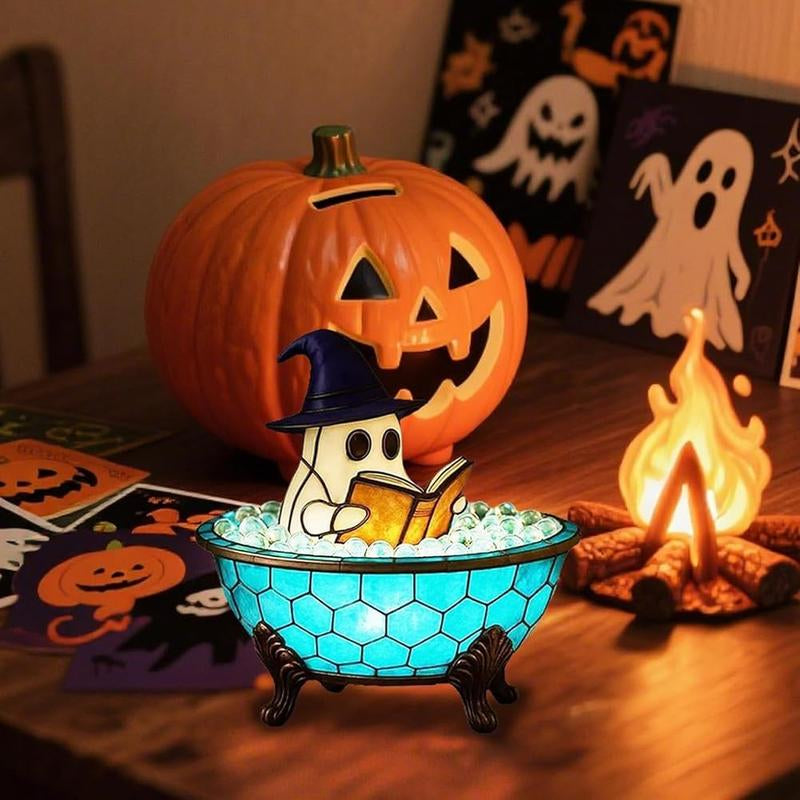 Halloween Ghost Bubble Bath Light, Cute LED Resin Night Lamp for Bathroom Decor, Perfect Party Gift, Halloween Season Bathtub Light