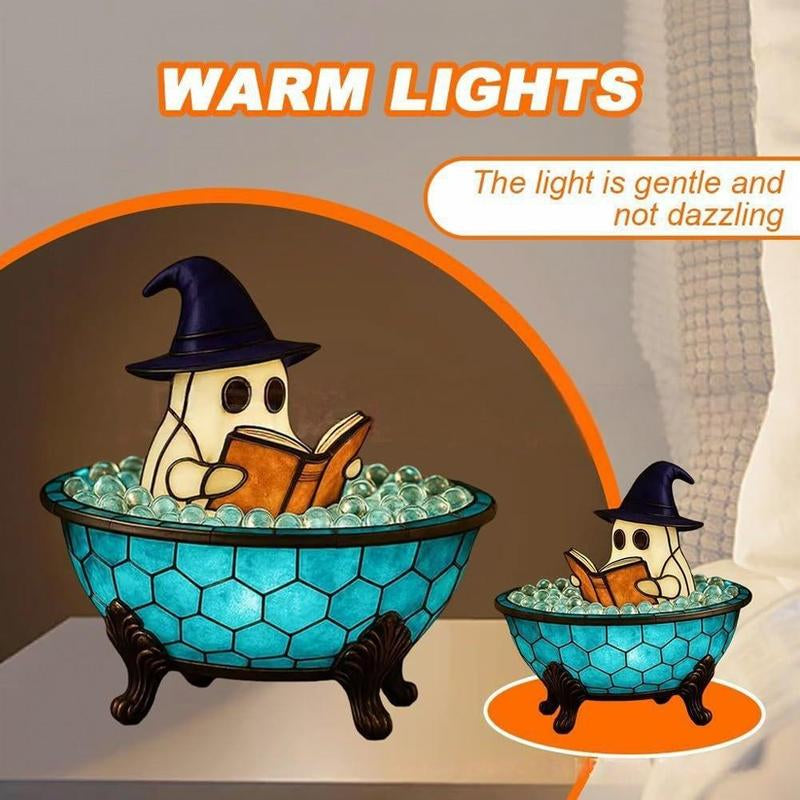 Halloween Ghost Bubble Bath Light, Cute LED Resin Night Lamp for Bathroom Decor, Perfect Party Gift, Halloween Season Bathtub Light