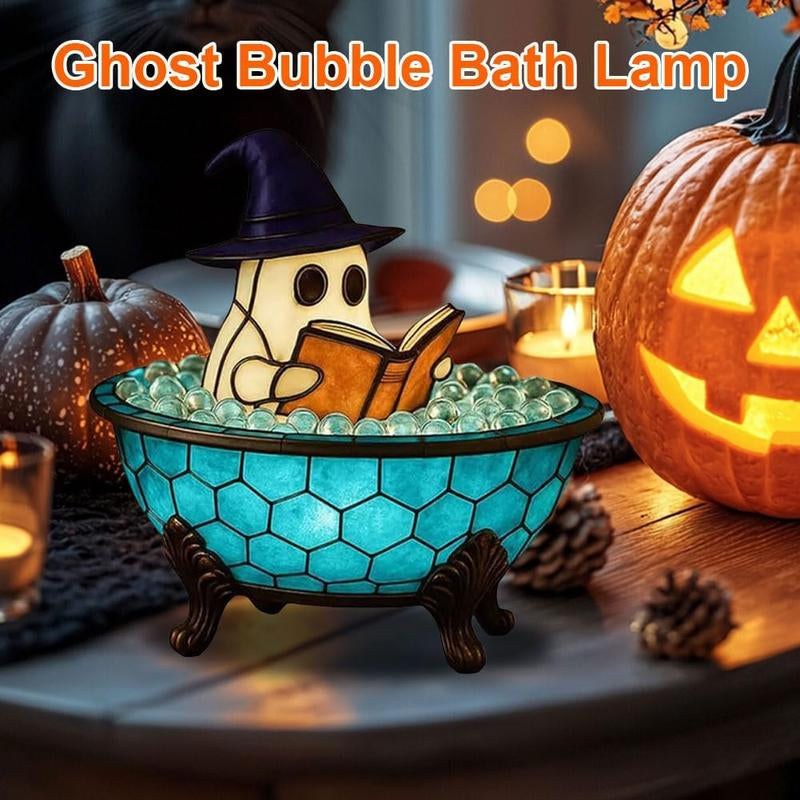Halloween Ghost Bubble Bath Light, Cute LED Resin Night Lamp for Bathroom Decor, Perfect Party Gift, Halloween Season Bathtub Light