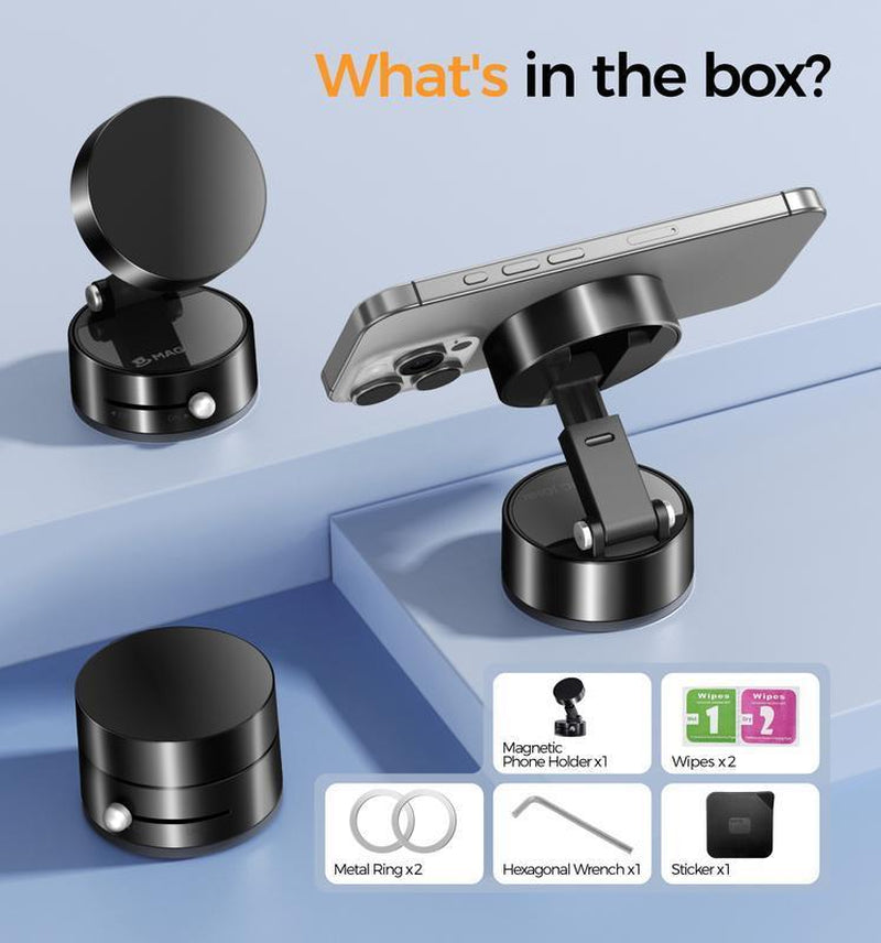 Magnetic Phone Holder Stand, Adjustable & Foldable, Strong Suction Cup, Vacuum Adsorption, Portable Multifunctional Mobile Phone Stand for Car & Multi-Scene Use Vacuum Magnetic