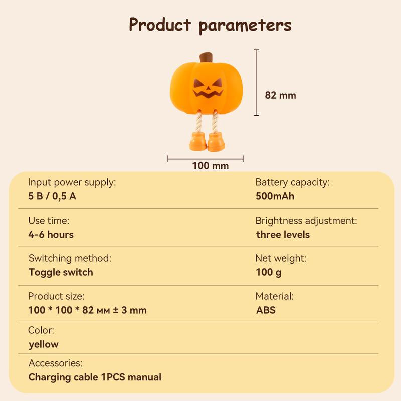 Halloween Pumpkin Night Light, Phone Hold,Mini LED Pumpkin Lamp with 3 Level Dimmable, Nursery Nightlight for Kids, Silicone Rechargeable Bedside Touch Lamp, for Kids