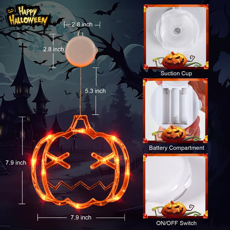 Lolstar Halloween Decorations 2025 3-Pack Orange Pumpkin White Ghost Purple Bat Window Lights with Suction Cups, Battery Operated Halloween Lights Window Decorations Slow Fade Mode and Timer Function