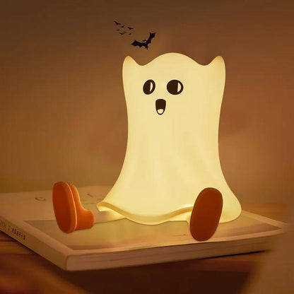 Halloween Pumpkin Night Light - Cute Soft Silicone Safe Lamp with Timing and Dimmable Features for Bedside Decor and Halloween Gifts Metal
