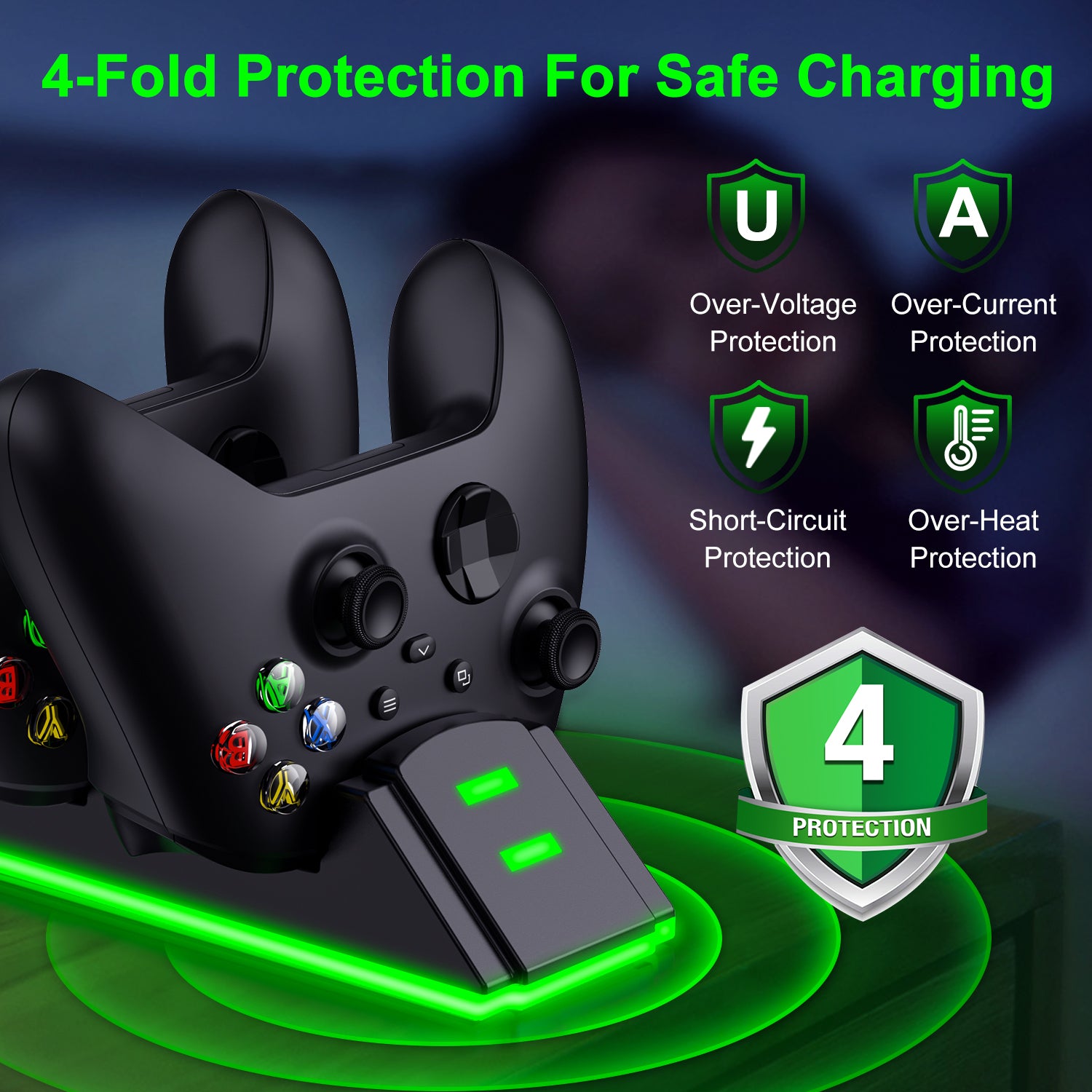 Xbox Charging Station with 2 X 1200Mah(3600Mwh)Rechargeable Battery Pack for Xbox Series X|S/Xbox One/Xbox One S/X/Elite Controller, Black, S06
