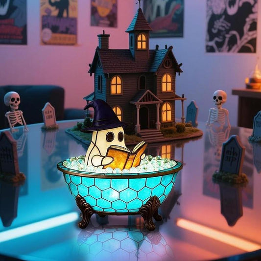 Halloween Ghost Bubble Bath Light, Cute LED Resin Night Lamp for Bathroom Decor, Perfect Party Gift, Halloween Season Bathtub Light