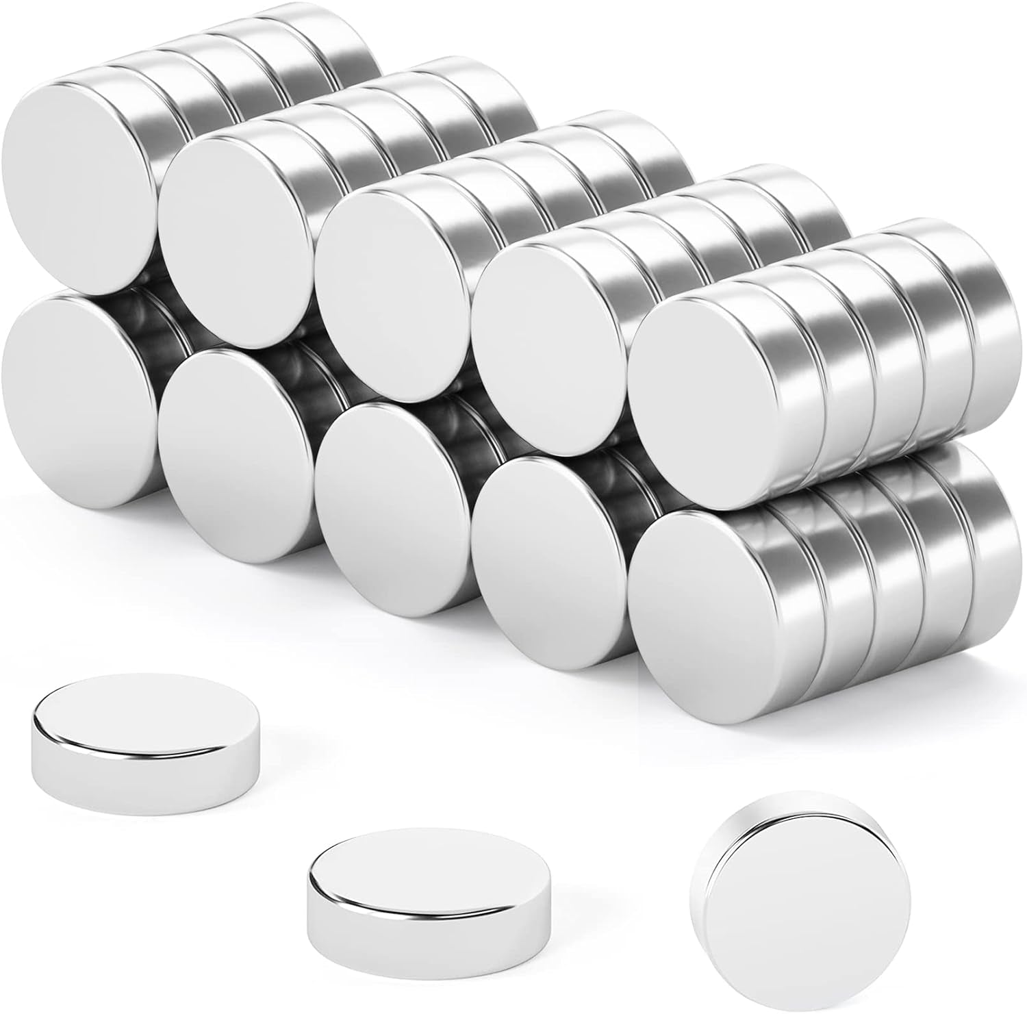 50 Pieces Magnetic for Whiteboard, Small Magnets, Fridge Magnet, Magnet for Fridge, Premium Brushed Nickel Refrigerator Magnets, Magnets for Crafts