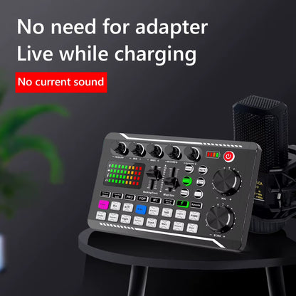 F998 Multifunctional Tuning Sound Card Microphone Mixer Kit Audio Recording Mixer Audio Mixing Console Amplifier for Phone PC