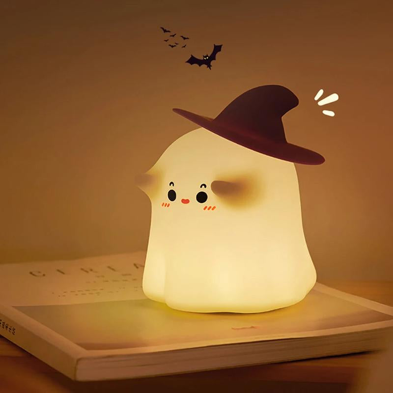 Halloween Pumpkin Night Light - Cute Soft Silicone Safe Lamp with Timing and Dimmable Features for Bedside Decor and Halloween Gifts Metal