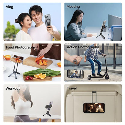 ULANZI Magnetic Phone Tripod for Iphone, MA38 Portable Phone Holder Mini Tripod for Magsafe with Double-Sided Strong Magnetic 1/4'' Arri Locating Hole Foldable Hook for Iphone 16 15 14 13 12