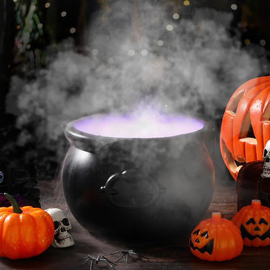 Halloween Mist Maker Fogger Ultrasonic Mist Maker Mini Fog Machine with Waterproof LED Light Flashes, DIY Magic Witch Cauldron, Air Humidifier, Ultrasonic Fogger for Halloween Decoration, Spooky Season, Trick or Treat, Swimming Pool, Pond, Water Fountain